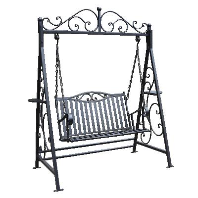 China High Quality Outdoor Farmhouse Swing Chair 2 Seat Metal Patio Wrought Iron Patio Swings for sale