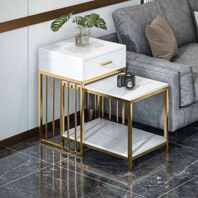 China Living Room Tea Center End Side Table Modern Luxury Coffee Table (Height) Nordic Adjustable Side Coffee Table Metal With Drawer for sale