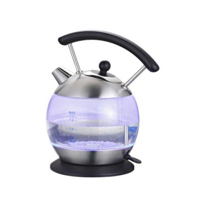 China 360 Degree Electric Kettle Retro Kettle 1.8L UAE Market Portable Low Spout Electric Glass Short Spout Teapot Dome Stainless Steel Color Customized 1800 for sale