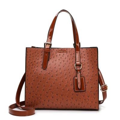 China Portable Hot sale elegant dostrich pattern leather tote ladies shoulder bag single pendant designer handbags for women luxury for sale