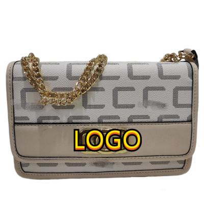 China Portable OEM LOGO Vegan Pu Leather Chain Cross Bags For Women Shoulder Handbag Mini Crossbody Bag Women Purse With Chain for sale