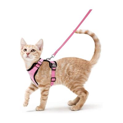 China Soft Padded Outdoor Walking Adjustable Cat Harness and Leash Escape Proof Vest Pet Arms Breathable Easy Control Reflective Marks for sale