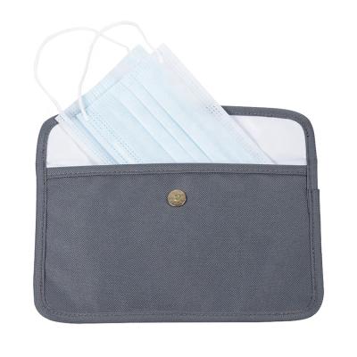 China Folding Dropshipping Recycled Personal Keeper 1 Per Piece Foldable Leather Dustproof Mask Case Storage Bag Face Mask Holder Wholesale for sale