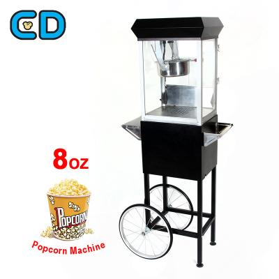 China Red Cinema Popcorn Popper Commercial Grade Popcorn Popper Automatic Film Screening Maker 8 Ounce Free Floor Standing Popcorn Maker With Cart for sale