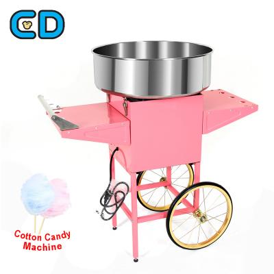 China Large Pretty Pink Sugar Cotton Candy Floss Making Machine Commercial Candy Floss Maker Pink Supply Carts For Sale for sale