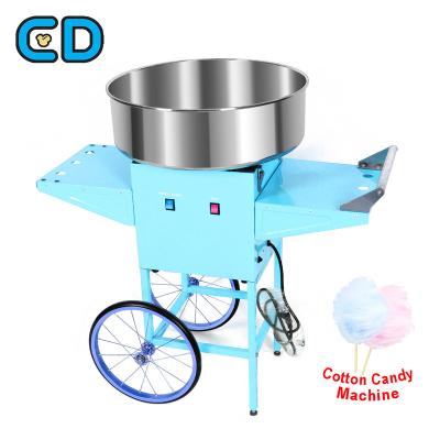 China Big Blue Smart Vortex Maker Flower Silk Party Time Commercial Cotton Candy Floss Supply Machine with Trolley for sale