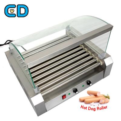 China 11 Roll Automatic Hot Dog Roll Grill Machine Stainless Steel 1430W 11 Roll Sausage Roll Grill Machine for sale