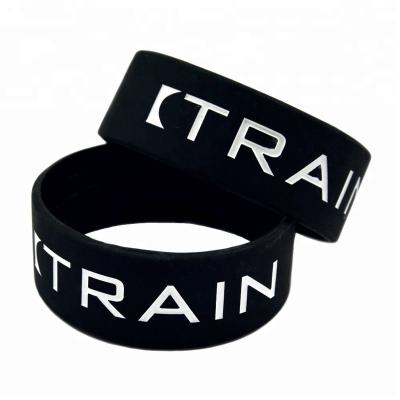 China 25PCS Decoration CLASSIC Train Hard Silicone Motivational Wristband 1 Inch Wide for sale