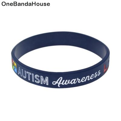 China 50PCS CLASSIC Autism Awareness Love Acceptance Support Silicone Bracelet with Puzzle for sale