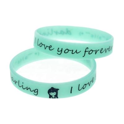 China I Love You Forever 50pcs Silicone Bracelet TRENDY Darling Glow In The Dark For Lovers Accessories for sale