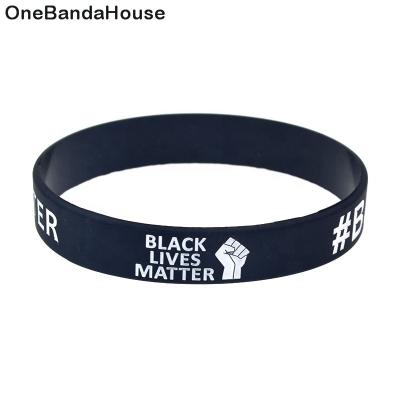 China 50PCS Classic Decoration Fist BLM Black Lives Matter Silicone Wristband 3 Colors for sale