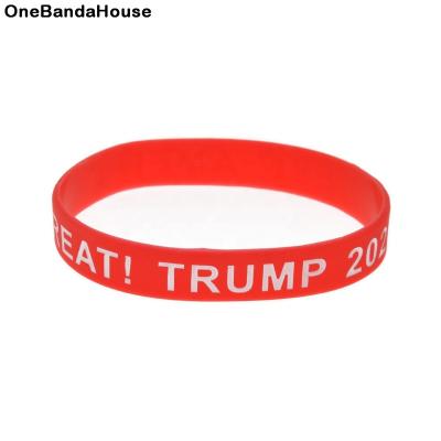 China 50PCS CLASSIC Keep America Big Trump Red Silicone Wristband 2020 Adult Size for sale