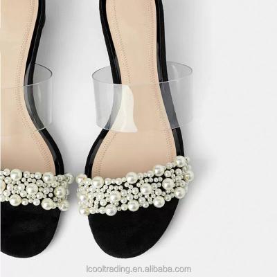 China Fashion trend 2021 transparent back empty sandals Toe Fairy Style Open slippers of new summer style pearl for sale