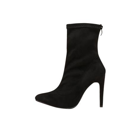 China Luxury Sexy Anti-odor Fashion PU Ankle Pointed Toe Winter Boot Heels For Ladies for sale