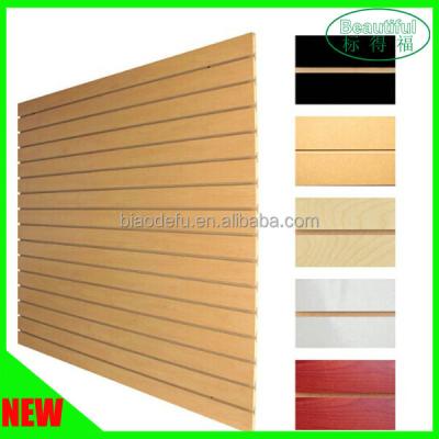 China Offer different style outdoor MDF slatwall board / slot board for display accessories for sale