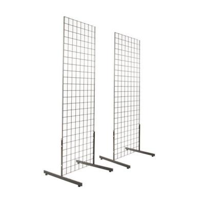 China Carbon Steel Gridwall Panel Tower With T-Base Floor Standing Mesh Display for sale