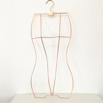 China Single Sided Metal Wire Rose Gold Lingerie Swimwear Display Metal Hanger for sale