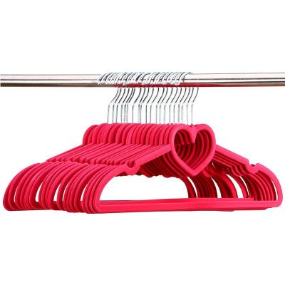 China Wholesale Thin Flocking Non-slip Clothing Hanger Rose Red Hanger for sale