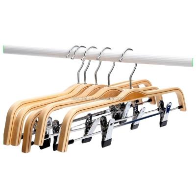 China Beautiful Light Wooden Trouser Hanger Hanger, Sturdy Wooden Trouser/Hangers, Polished Hooks & Staples for sale