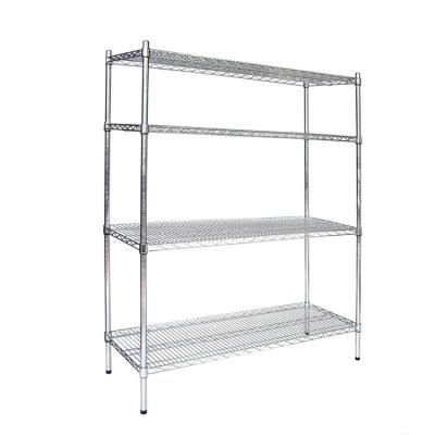 China Chrome Single Sided Heavy Duty 4 Tier Storage Rack Metal Wire Shelf Bracket for sale