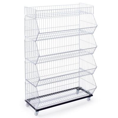 China Single Sided 5 Tier Basket Storage Wire Shelving For Supermarket And Shops for sale