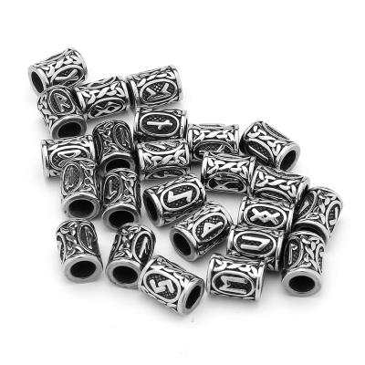 China Homemade Viking Rune Beads 6mm Large Hole Decorative Beads Necklace Bracelet Accessories Stainless Steel DIY METAL Accessories for sale