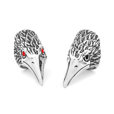 China TRENDY Fashion Eagle Red Black Eye Stainless Steel Vintage Mens Animal Ring For Hip Hop Rock Biker Charm Jewelry for sale