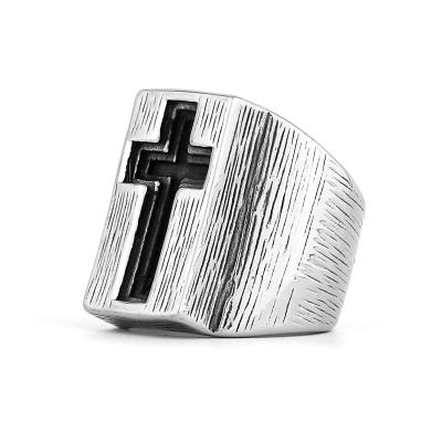 China New Retro Religious Simple Cross Simple Cross Religious Women's Stainless Steel Personality Couples Gift Ring for sale