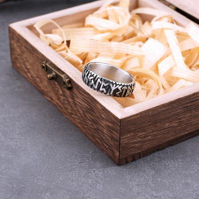 China Vintage Stainless Steel Creative Bossy Single Rune Vikings Rings For Men Stainless Steel for sale