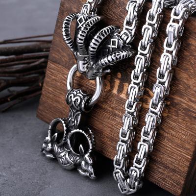 China Viking Satanic Ram Rune Thor Suit Men Necklace Fashion Odin Rune Pirate Accessories Nordic Jewelry Gift Pendants Vintage Pendant for sale