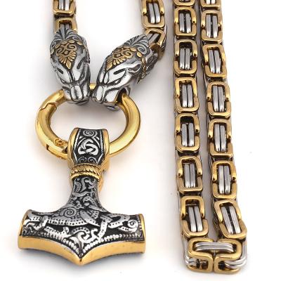 China Norse CLASSIC Viking Faucet Stainless Steel Thor's Hammer Pendant Necklace Color Matching Men's Jewelry for sale