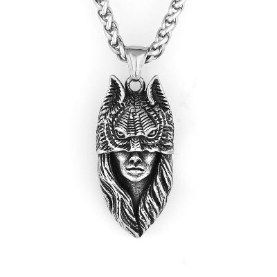 China Neo-Gothic Fashion Biker Skull Necklace Men Stainless Steel Catwoman Pendant Necklace Pendant For Women Mens Jewelry for sale