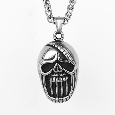 China Neo-Gothic Punk Exaggeration Can Open Wine Bottle Skull Necklace Biker Fashion Mens Stainless Steel Skull Dangle Charms For Men for sale