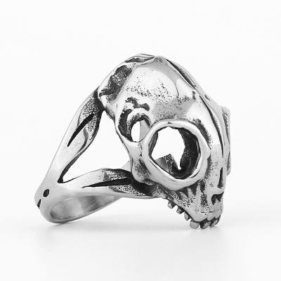 China Wholesale Punk Ring Jewelry Party Gift Punk Trend Popular Weird Alien Skull Men's Stainless Steel Niche for sale