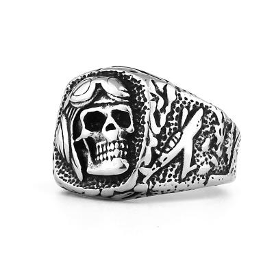 China Stainless Steel Skull Theft Soldier Mens Ring Stainless Steel Gothic Vintage Dominant Punk Jewelry Gift for sale