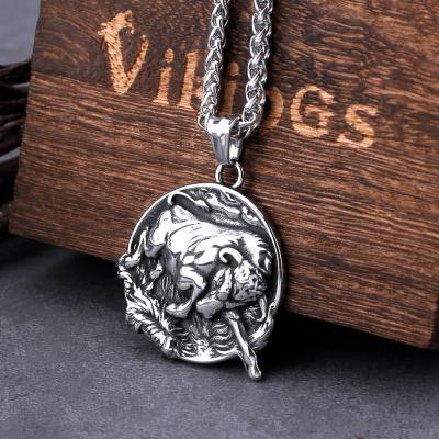 China TRENDY Hip Hop Bull Pendant Stainless Steel Angry Animal Necklace For Men Vintage Fashion Jewelry Pendant for sale