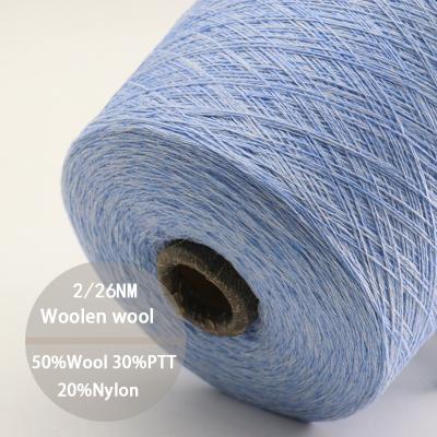 China Anti-pilling Factory Direct Supplying Yarn 2/26NM 50% Wool 30%PTT 20%Nylon Woolen Wool Blended Yarn for sale