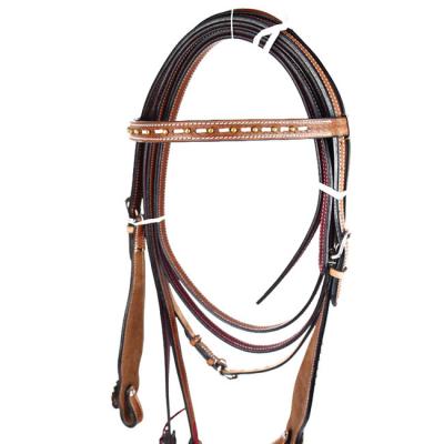 China 2022 Hot Wholesale Custom Made Durable Waterproof Western Leather Band Factory Sale Lace Rein Halter Brake Elastic Braided Headpieces Forehead for sale