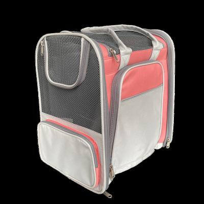 China Stocked 2022 New Wholesale Easy Carry Expandable Folding Oxford Pet Backpack With Front Window à venda