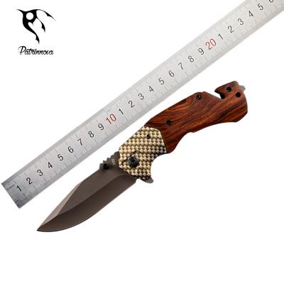 China Non-variable Pocket Knife Handy Pocket Handle Aluminum Alloy Folding Wooden Knife With Laser Free Logo for sale