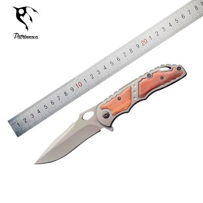 China Non-variable in New Stock Wooden Handle Outdoor Camping Increasing Stainless Steel Gray Titanium EDC Outdoor Folding Folding Knife with Belt Clip for sale