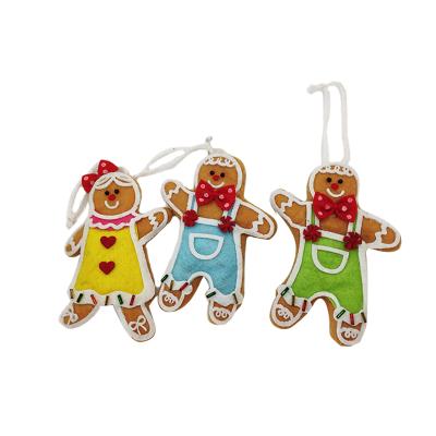 China Special Christmas decoration three color design gingerbread man plush toy for decoration for sale