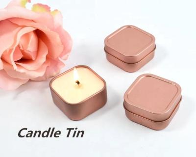 China Wholesale Square 4 Ounce Rose Gold Metal Candle Wax Holder Eco-Friendly And Recyclable Material for sale