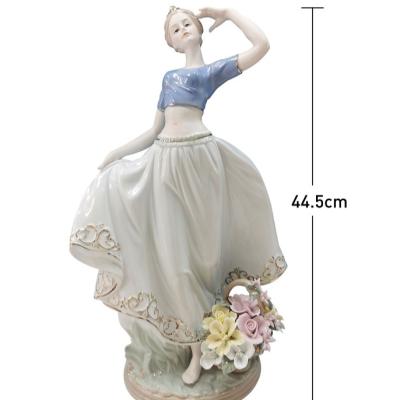 China Lady Dancer Souvenir Decor Dancing Sculpture Gift Craft Ornament Accessories Statue Ceramic Europe Porcelain Figurines for sale