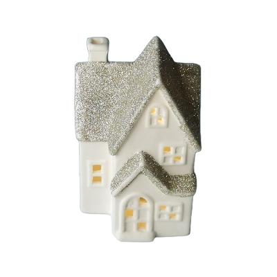 China Europe Wholesale LED Lighted Christmas Village Houses Porcelain Ceramic House For Home Decor for sale