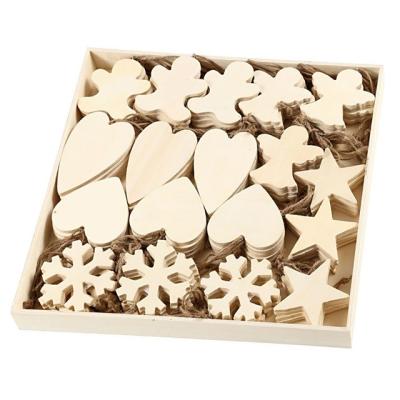 China Europe Small Unfinished Wooden Christmas Ornaments Assortment For DIY Painting And Decorating for sale