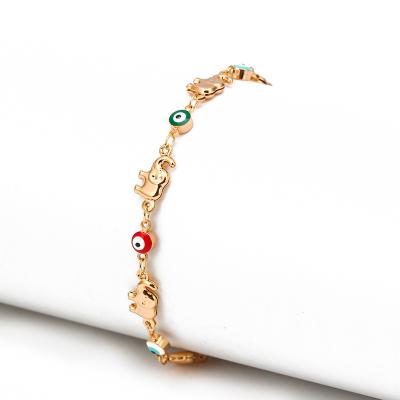 China BOHEMIA Lotus 18k Gold Plated Waterproof Evil Eye Chain Bracelet Elephant Anklet Women Ankle Chain for sale