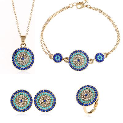 China Lotus 18k Gold Religious CZ Evil Eye Turkish Religious Jewelry Arabic Jewelry Set for sale