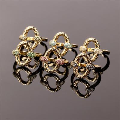 China Fashion Lotus Dongguan 18k Gold Non Tarnish Opening Ring CZ Snake Rings For Women for sale