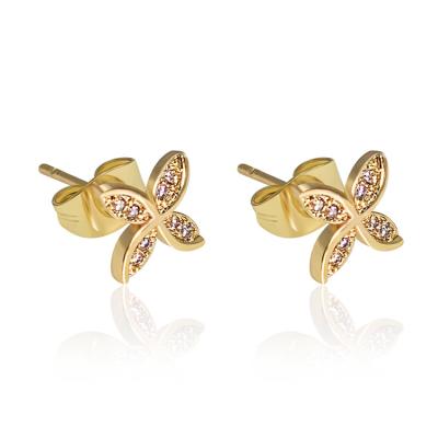 China Fashion Lotus 18k Non Tarnish Tasty Jewelry Stud Earring Stud Earrings Zirconia Jewelry for sale